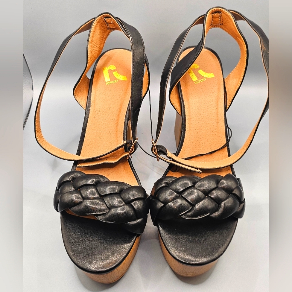 Women's Report Platform Slingback Braided Heels with Wraparound Strap, Size 10